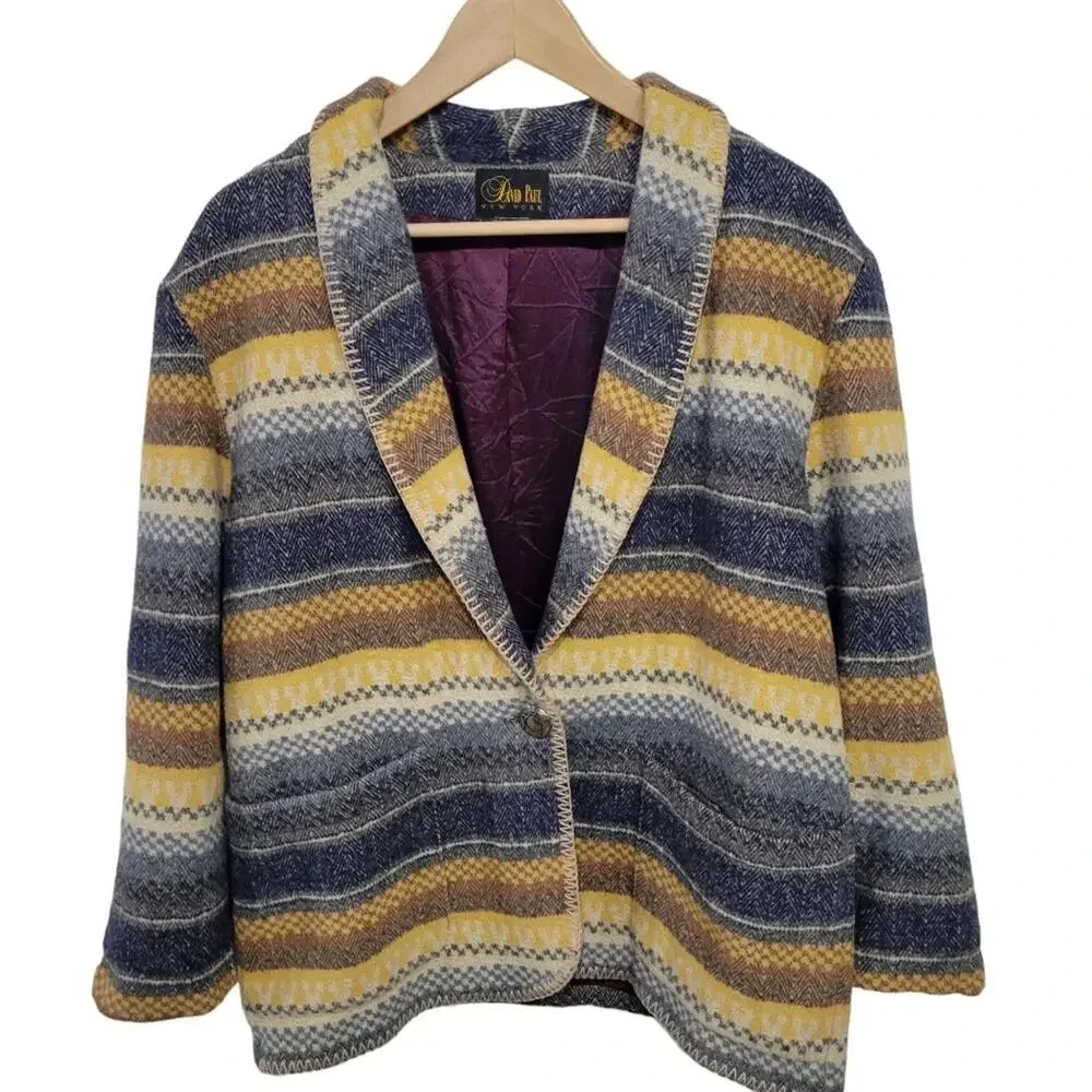 Vintage 1990s Western Southwest Aztec Oversized Blazer Medium